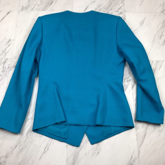 Vintage Kasper Asymmetrical Blazer Blue VTG 80s X - Picture 6 of 7